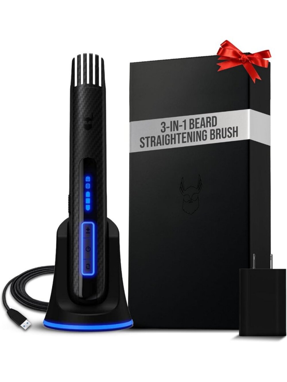 Cordless Heated Beard Brush for Men - Adjustable Temp 160-200°C, Anti-Frizz